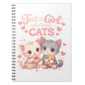 Just a Girl Who Loves Cats Cute Black & White ノートブック (正面)