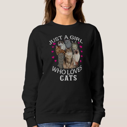 Just A Girl Who Loves Cats Cute Cat スウェットシャツ (正面)