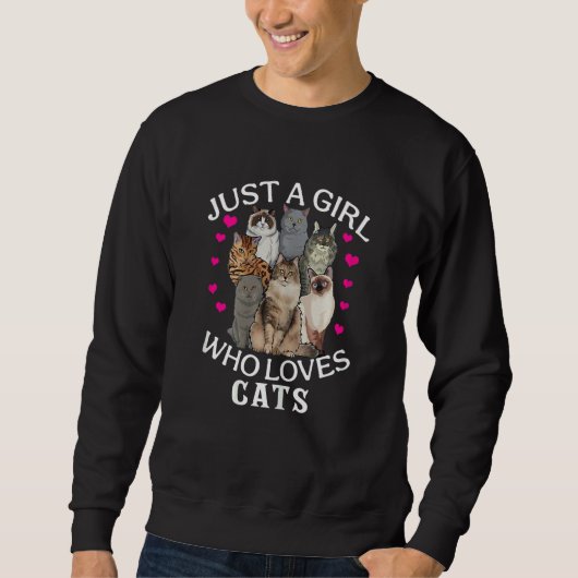 Just A Girl Who Loves Cats Cute Cat スウェットシャツ (正面)