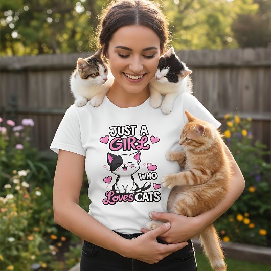 Just A Girl Who Loves Cats Cute Kitten T-Shirt Tシャツ