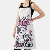 Just a Girl Who Loves Cats Cute Withe エプロン (インサイチュ)