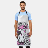 Just a Girl Who Loves Cats Cute Withe エプロン (着用した状態)