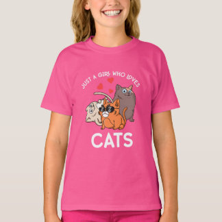 Just A Girl Who Loves Cats Kids Women Cat Tシャツ