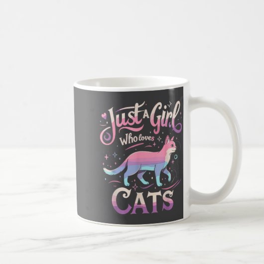 Just A Girl Who Loves Cats Men Women  コーヒーマグカップ (右)