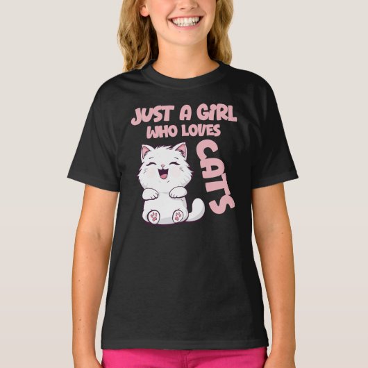 Just A Girl Who Loves Cats  Tシャツ (正面)