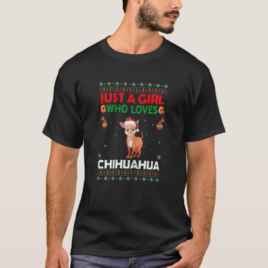 Just A Girl Who Loves Chihuahua Dog Matching Chris Tシャツ (正面)
