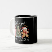 Just A Girl who Loves Christmas Coquette Bow  ツートーンマグカップ (正面左)