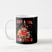 Just A Girl Who Loves Christmas Hot Cocoa Lover Xm コーヒーマグカップ (左)
