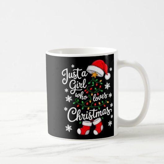 Just A Girl Who Loves Christmas Tree Xmas コーヒーマグカップ (右)