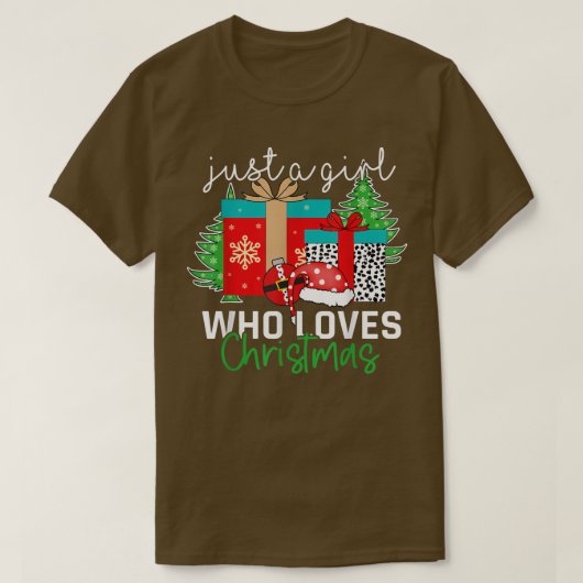 Just a Girl Who Loves Christmas Xmas Holiday Pajam Tシャツ (デザイン正面)