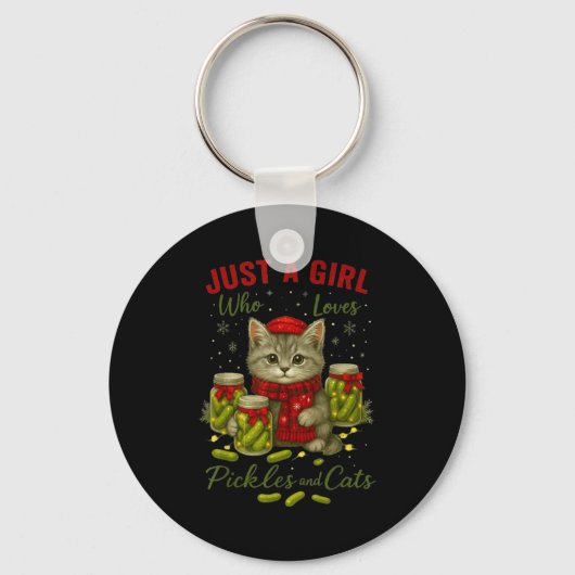 Just A Girl Who Loves Ckles And Cats Christmas  キーホルダー (正面)