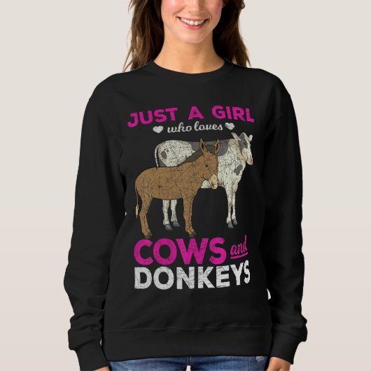Just A Girl Who Loves Cows And Donkeys Farm Animal スウェットシャツ (正面)