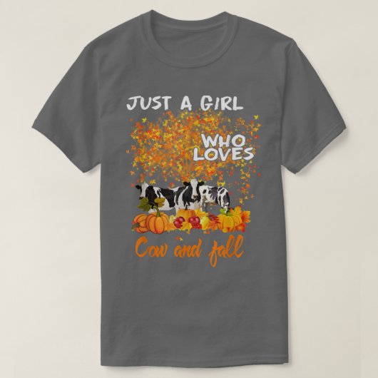 Just A Girl Who Loves Cows And Fall Pumpkin Autumn Tシャツ (デザイン正面)
