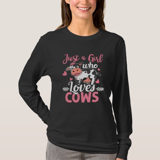 Just A Girl Who Loves Cows Farm Animal Women Tシャツ (正面)