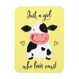Just A Girl Who Loves Cows! Hearts And Holstein マグネット