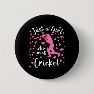 Just A Girl Who Loves Cricket Pink Heart Cricketer 缶バッジ