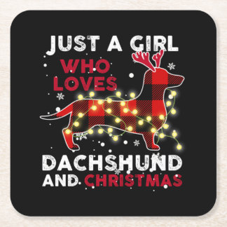 Just A Girl Who Loves Dachshund And Christmas スクエアペーパーコースター