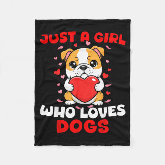 Just A Girl Who Loves Dogs Cute Bulldog Pet Animal フリースブランケット