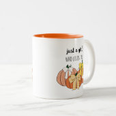 Just A Girl Who Loves Fall Leaves Pumpkins Bows ツートーンマグカップ (正面右)