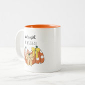 Just A Girl Who Loves Fall Leaves Pumpkins Bows ツートーンマグカップ (正面左)
