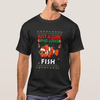Just A Girl Who Loves Fish Matching Christmas Paja Tシャツ