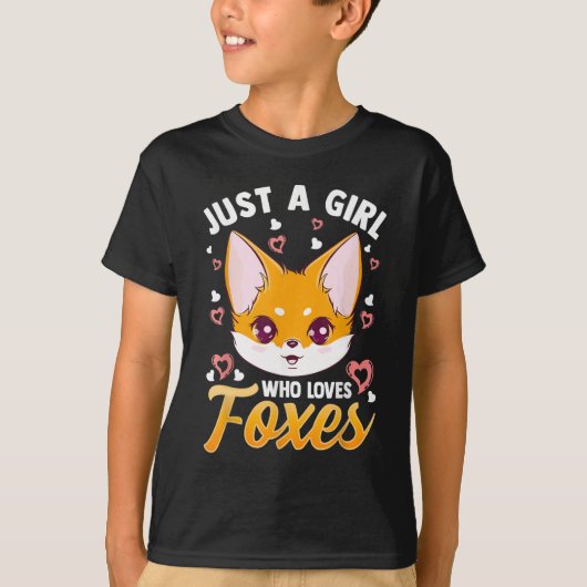 Just A Girl Who Loves Foxes Kids Girls Cute Fox Tシャツ (正面)