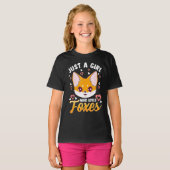 Just A Girl Who Loves Foxes Kids Girls Cute Fox Tシャツ (正面フル)
