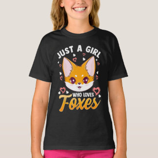 Just A Girl Who Loves Foxes Kids Girls Cute Fox Tシャツ