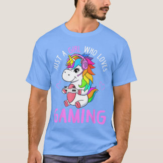 Just A Girl Who Loves Gaming Cute Gamer Unicorn Gi Tシャツ