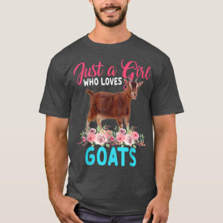 Just A Girl Who Loves Goats Floral Flower Goat Far Tシャツ