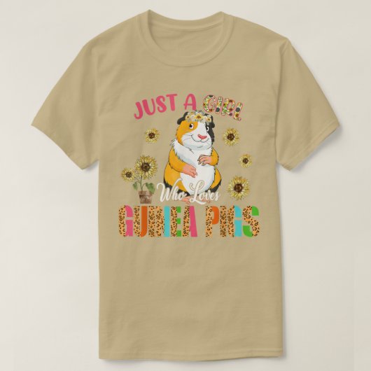 Just A Girl Who Loves Guinea Pigs Cute Sunflowers  Tシャツ (デザイン正面)