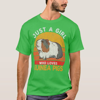 Just A Girl Who Loves Guinea Pigs Lover Wheek Retr Tシャツ