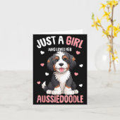 Just A Girl Who Loves Her Aussiedoodle Aussie Dood カード (黄色い花)