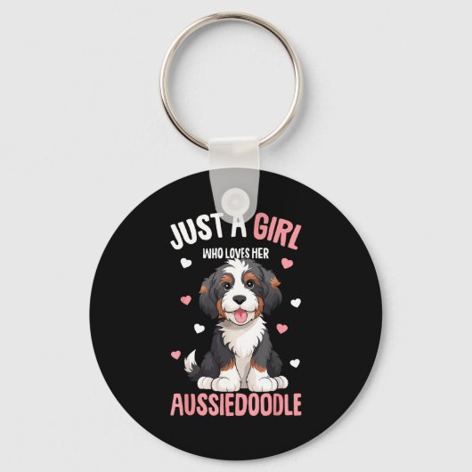Just A Girl Who Loves Her Aussiedoodle Aussie Dood キーホルダー (正面)