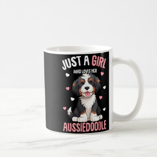 Just A Girl Who Loves Her Aussiedoodle Aussie Dood コーヒーマグカップ (右)