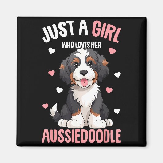 Just A Girl Who Loves Her Aussiedoodle Aussie Dood マグネット (正面)