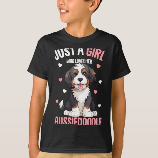 Just A Girl Who Loves Her Aussiedoodle Aussie Dood Tシャツ (正面)