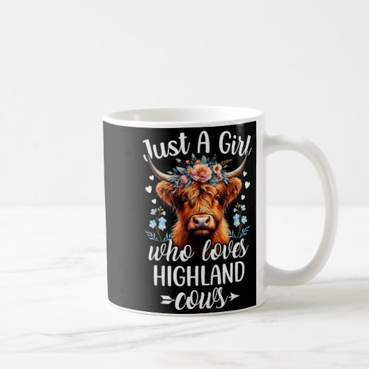 Just A Girl Who Loves Highland Cows Scottish Highl コーヒーマグカップ (右)