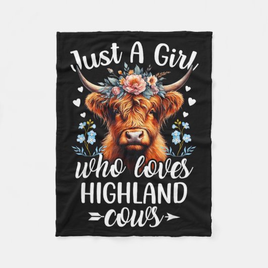 Just A Girl Who Loves Highland Cows Scottish Highl フリースブランケット (正面)
