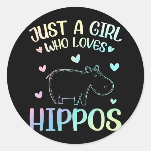 Just A Girl Who Loves Hippos ラウンドシール (正面)
