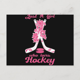 Just A Girl Who Loves Hockey Stick Puck Sport ポストカード