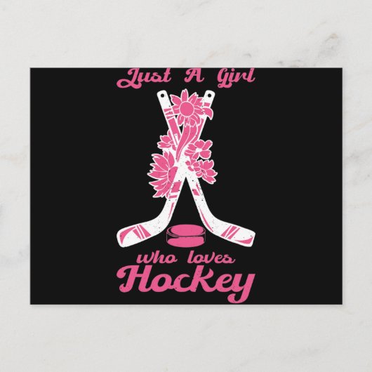 Just A Girl Who Loves Hockey Stick Puck Sport ポストカード (正面)