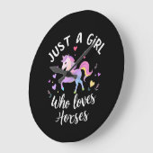 Just A Girl Who Loves Horses ラージ壁時計 (傾斜)