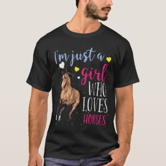 Just A Girl Who Loves Horses Cute Horse Riding fam Tシャツ