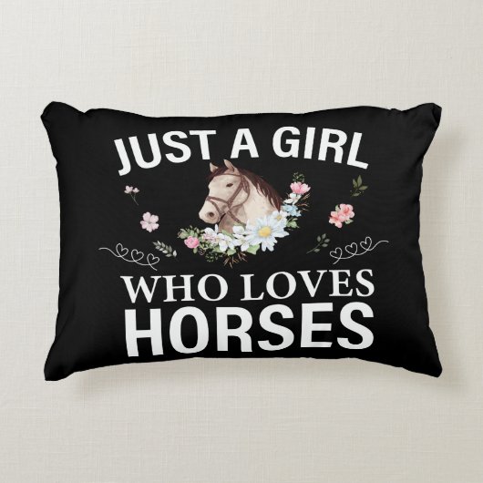 Just A Girl Who Loves Horses Floral    アクセントクッション (正面)
