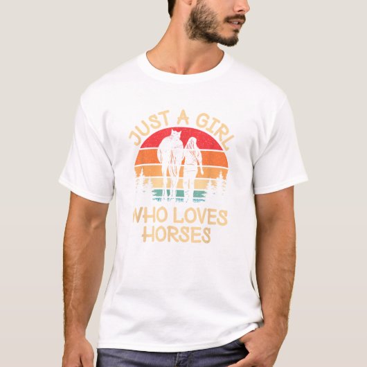 Just A Girl Who Loves Horses Horseback Riding Cowg Tシャツ (正面)