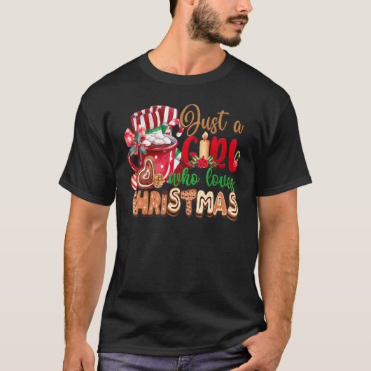 Just A Girl Who Loves Hot Cocoa Christmas Tシャツ (正面)