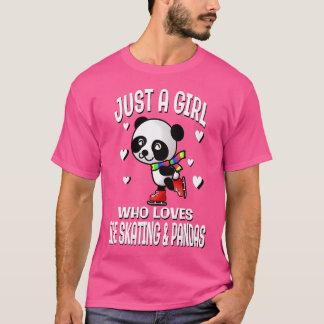 Just A Girl Who Loves Ice Skating Pandas Cute Bear Tシャツ