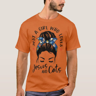 Just A Girl Who Loves Jesus And Cats Christian Gif Tシャツ