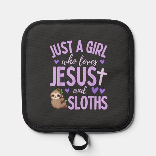 Just A Girl Who Loves Jesus and Sloths Christian C 鍋敷き (正面)